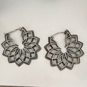 Maya Silver Mandala Hoop Earrings